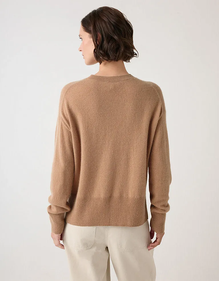 THE WHITE COMPANY Cashmere Crew Neck Jumper - Tan SzL