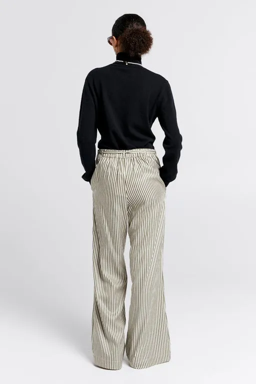 Tied Palazzo Lounge Pants Olive Stripe