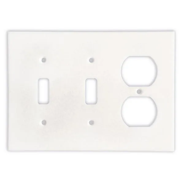 Tilefornia Thassos White Marble Double Toggle Duplex Switch Plate