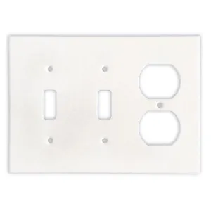 Tilefornia Thassos White Marble Double Toggle Duplex Switch Plate
