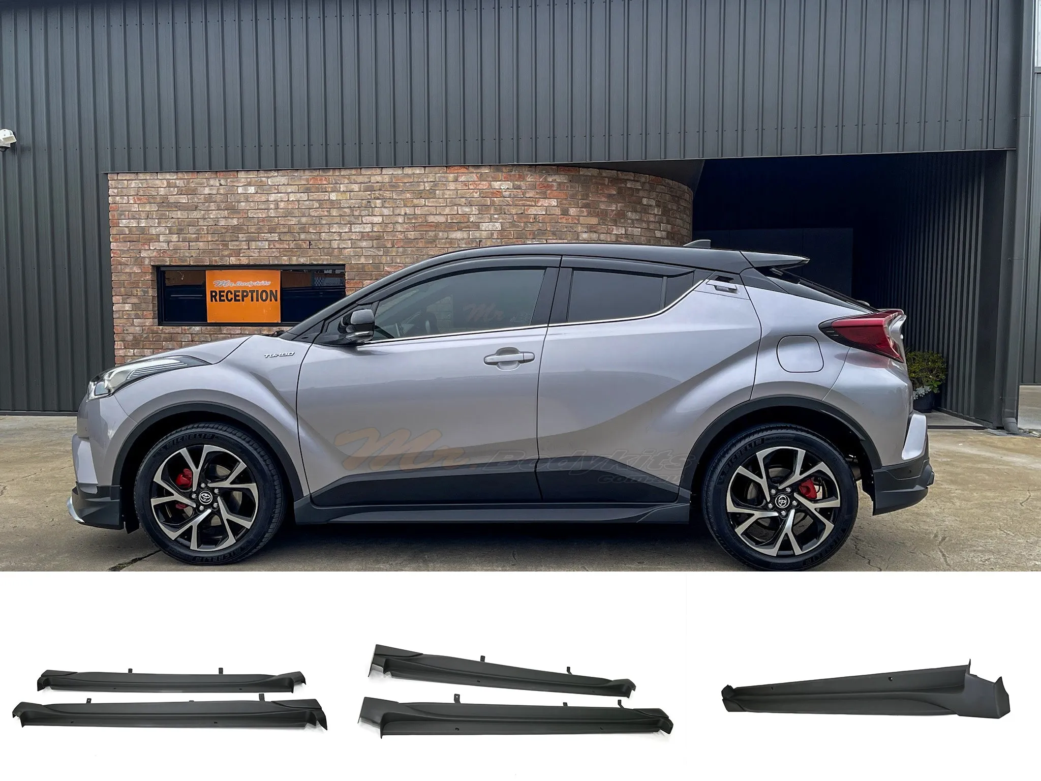 Toyota C-HR Noblesse Style Plastic Side Skirts Bodykits For CHR 2016-2023