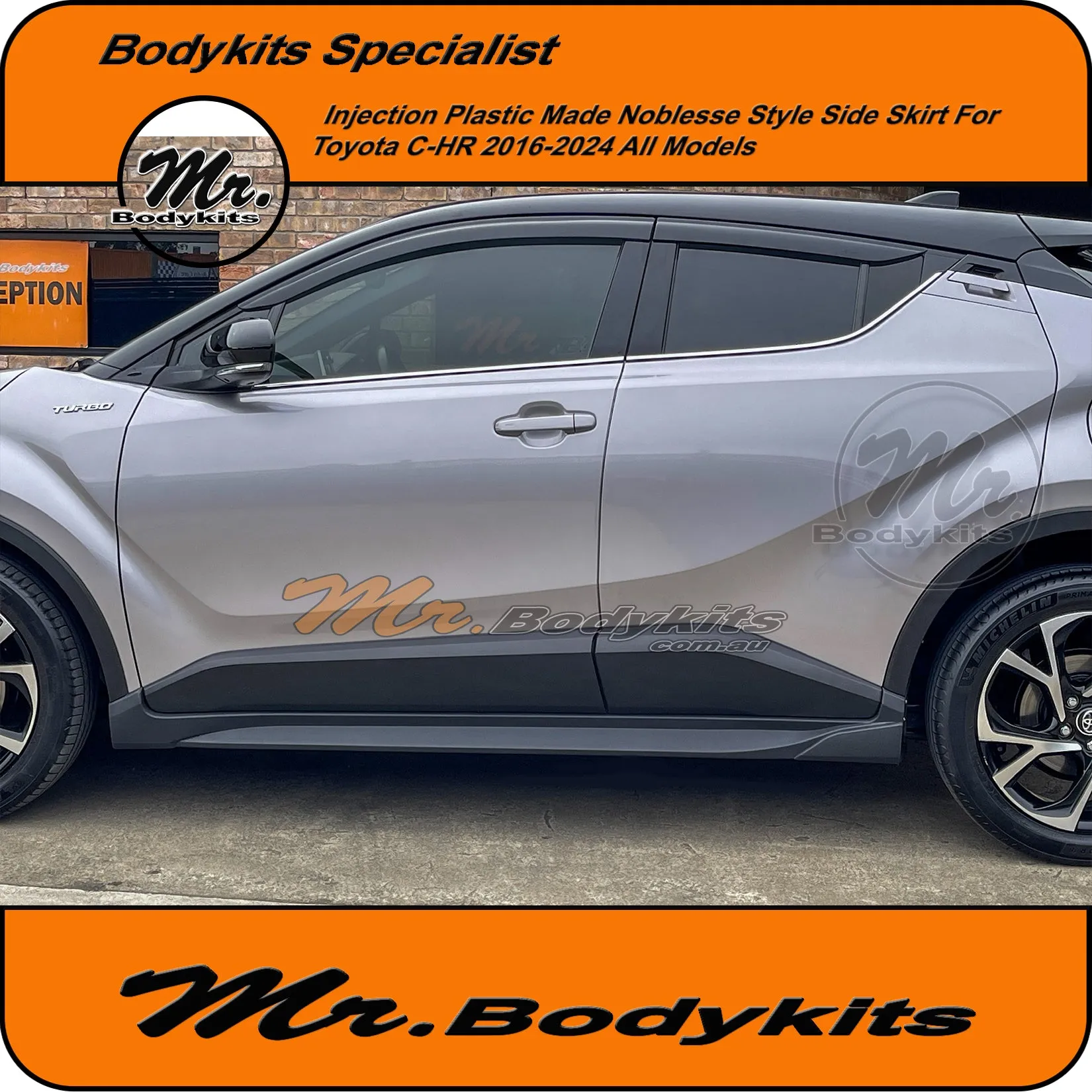 Toyota C-HR Noblesse Style Plastic Side Skirts Bodykits For CHR 2016-2023
