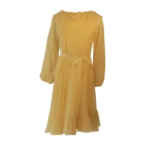 TRAVILLA 1970s Yellow Chiffon Cocktail Dress