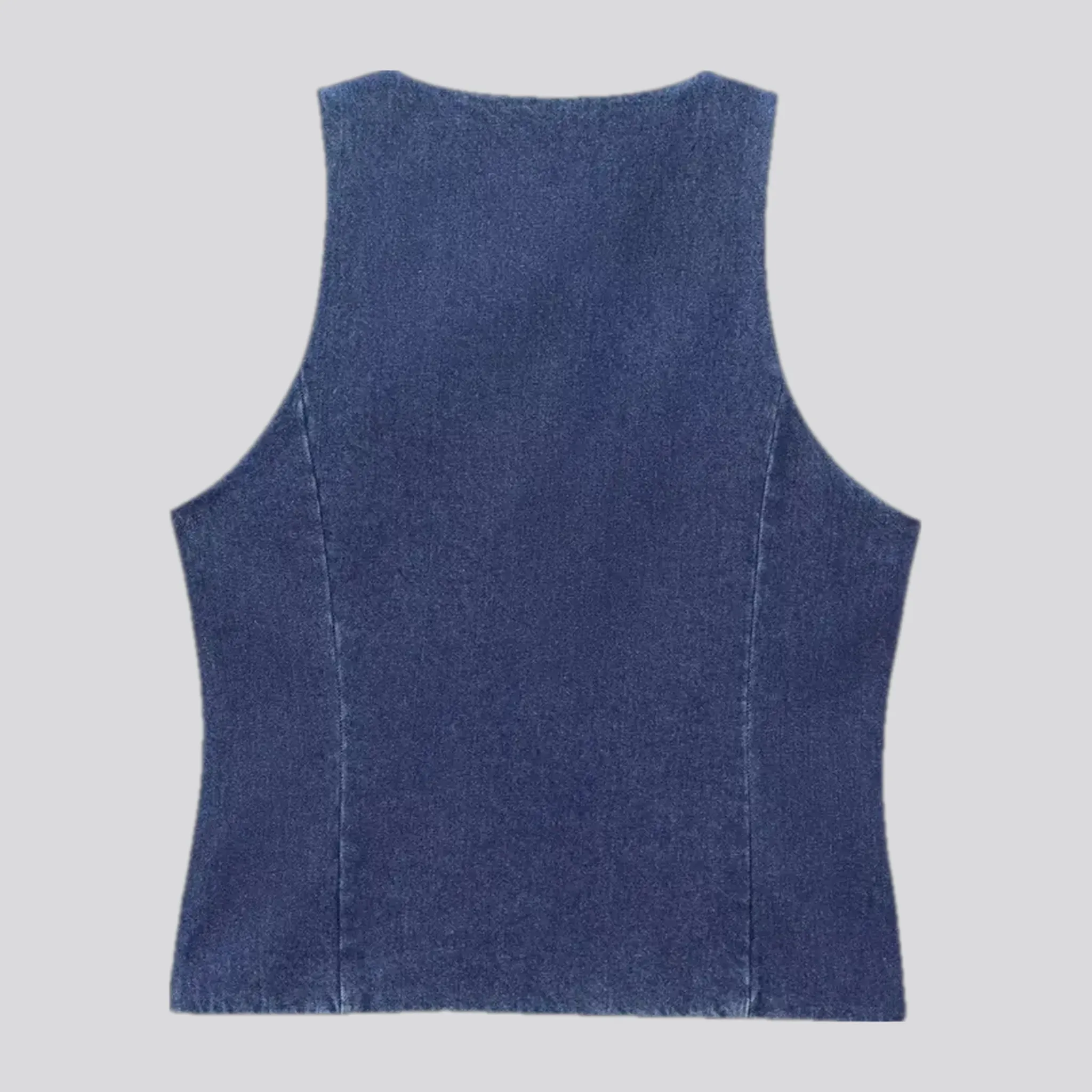 Trendy crop women's denim vest