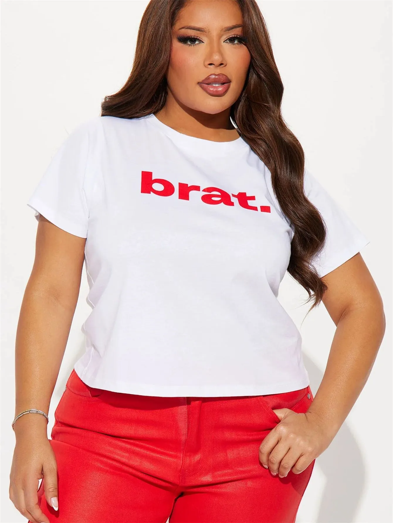 Trendy Slim-Fit Letter Print Short Sleeve Street Style T-Shirt