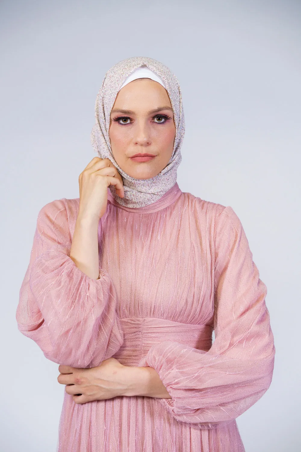 Tulle Modest Maxi Dress | Pink
