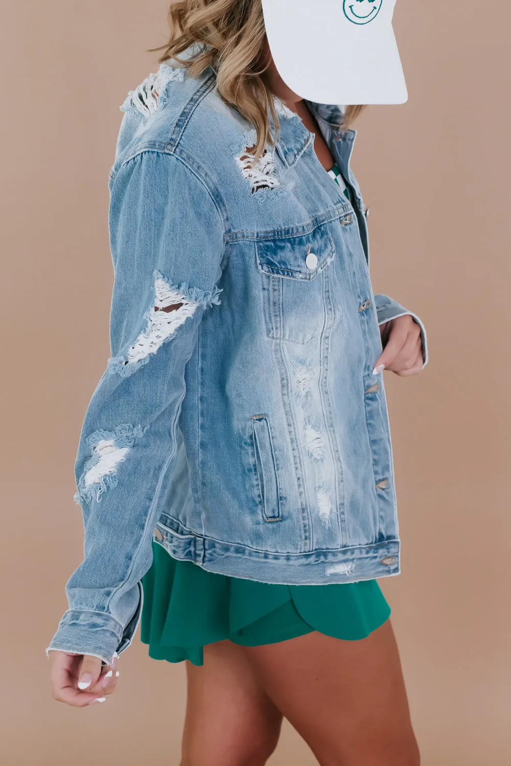 Unhinged Distressed Denim Jacket, Light