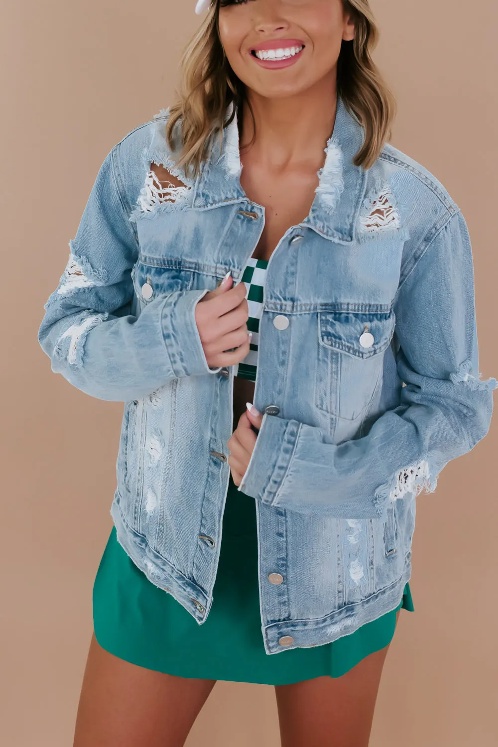 Unhinged Distressed Denim Jacket, Light