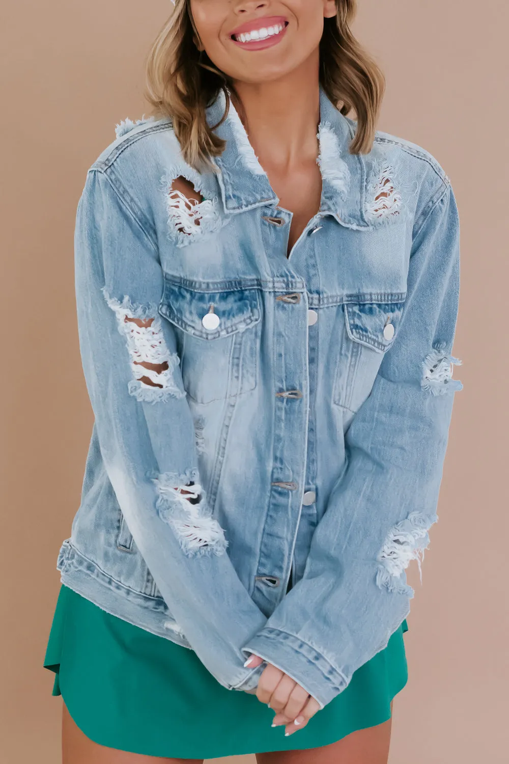 Unhinged Distressed Denim Jacket, Light