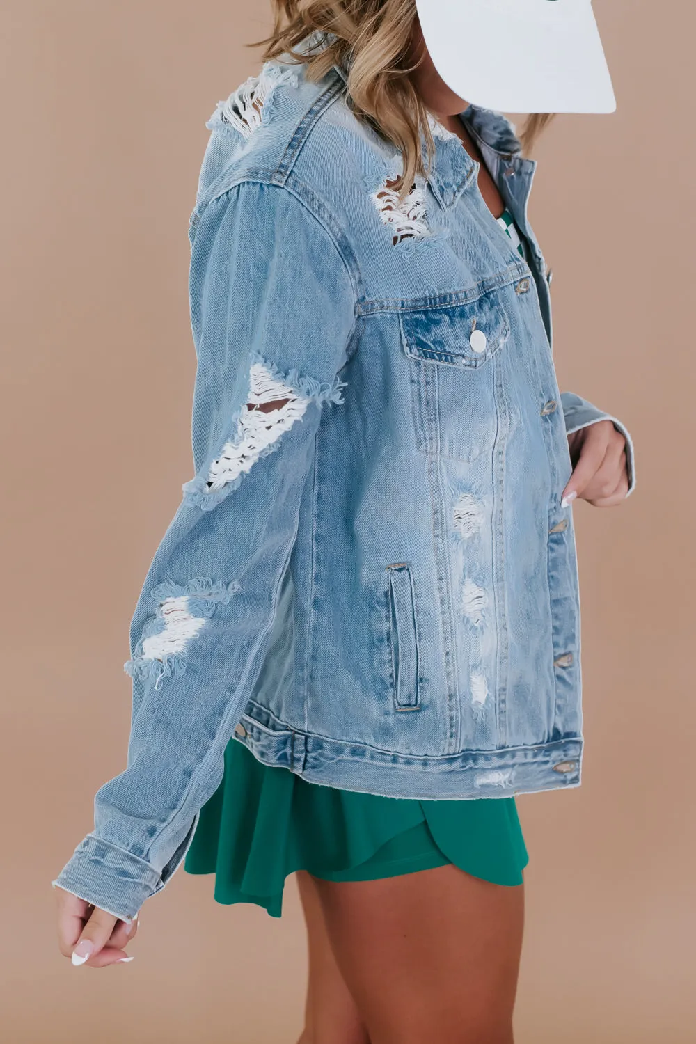 Unhinged Distressed Denim Jacket, Light
