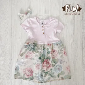 Upcycled Dress 18m-4T Blue Rose