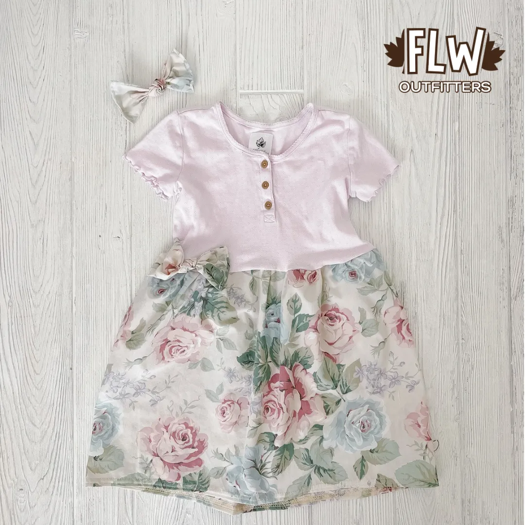 Upcycled Dress 18m-4T Blue Rose