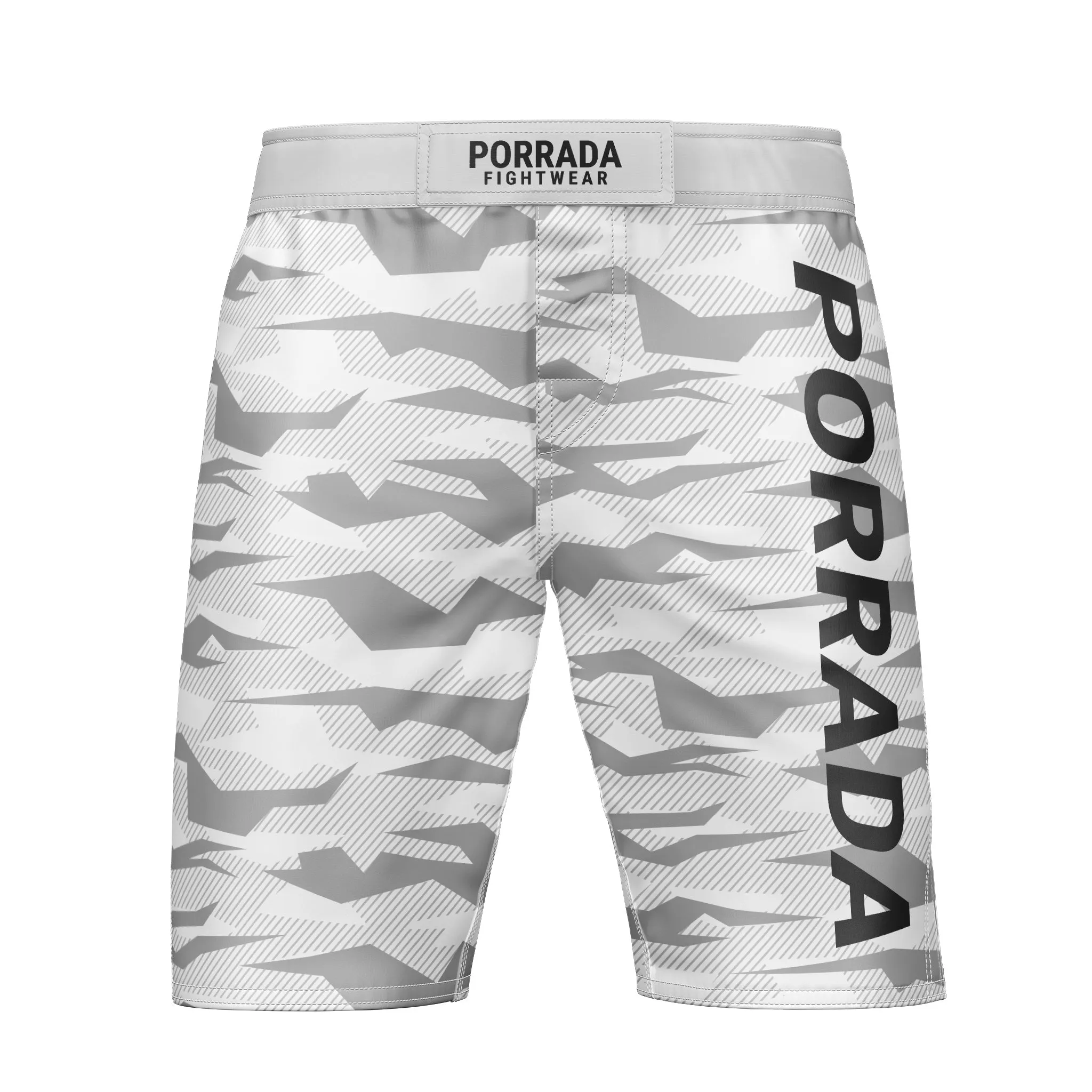 WHITE CAMO FIGHT SHORTS