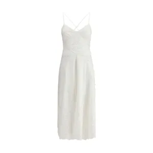 White Cotton Embroidered Midi Dress