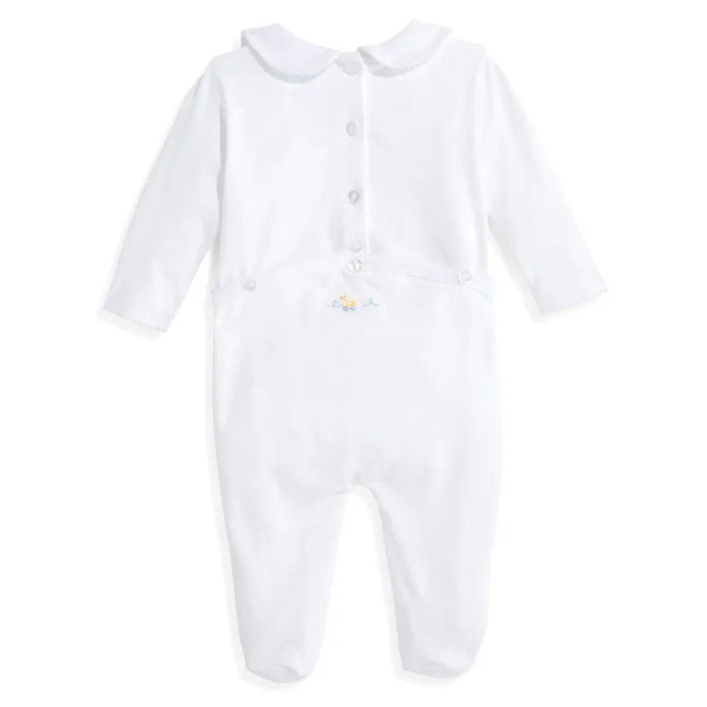 White Duck Embroidered Pima Footie