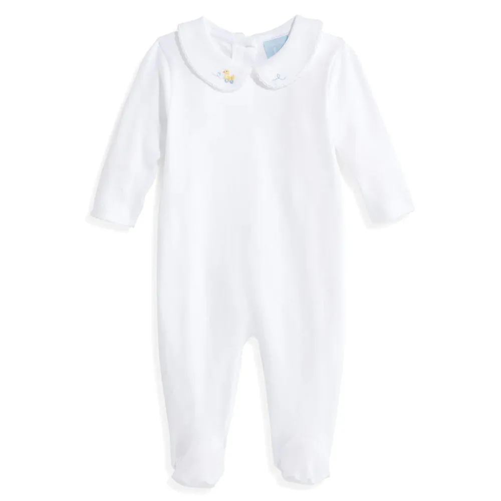 White Duck Embroidered Pima Footie