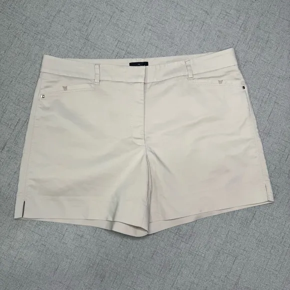 White House Black Market Khaki Cotton Stretch 5” Shorts Size 12