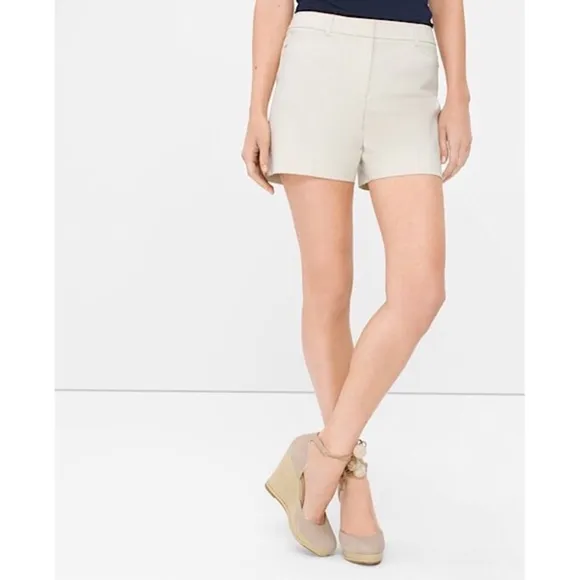 White House Black Market Khaki Cotton Stretch 5” Shorts Size 12