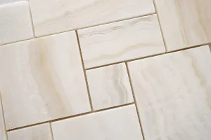 White Onyx OPUS Mini Pattern Mosaic Tile, Cross-Cut, Polished - 1 full sheet