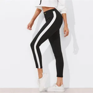 Zuri - Panel stripes skinny leg pants